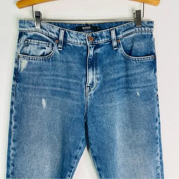 Hudson blue Jessi boyfriend distressed straight leg ankle jeans 27 - Picture 2 of 7
